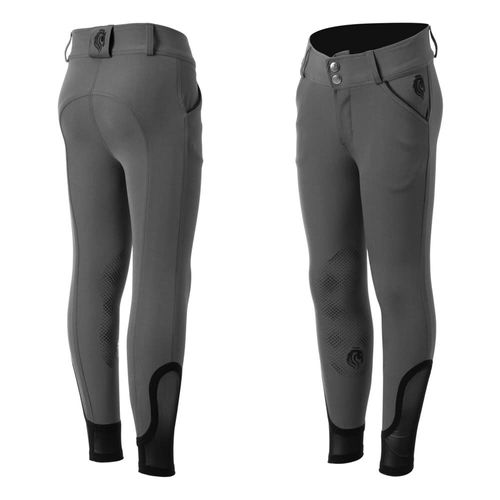 OVERSTOCK: Equinavia Kids' Greta Summer Knee Patch Breeches - 16 - Grey/Black