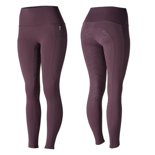 OVERSTOCK: Horze Women's Gillian Silicone Full Seat Tights - EU 44/US 32 - Vineyard Wine Red