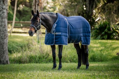 SALE RACK: Rambo Optimo Stable Blanket 200g - 84 - Navy/Thunderstorm Grey/Silver