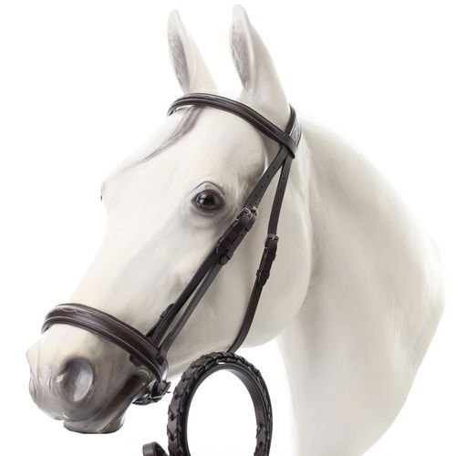 BARN BUSTER: Equinavia Saga Wide Noseband Hunter Bridle with Reins - Large Horse - Chocolate Brown