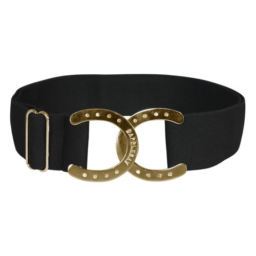 Dapplebay Women's Horse Shoe Elastic Belt - Black/Gold