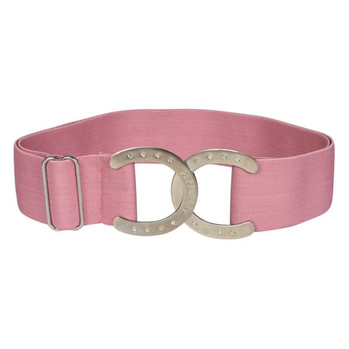 Dapplebay Women's Horse Shoe Elastic Belt - Light Pink/Silver