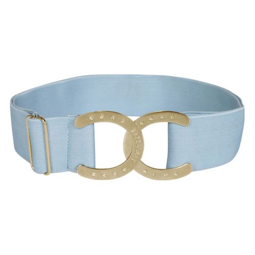 Dapplebay Women's Horse Shoe Elastic Belt - Light Blue/Gold