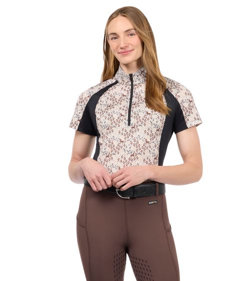 Kerrits Women's Equibreeze Print Ice Fil Short Sleeve Shirt - Mocha Equine Meadow