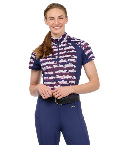 Kerrits Women's Equibreeze Print Ice Fil Short Sleeve Shirt - Berry Brushstrokes