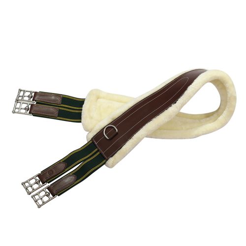 BARN BUSTER: Henri de Rivel Contoured Leather Sherpa Fleece Girth - 40in - Australian Nut