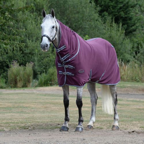 OVERSTOCK: Weatherbeeta Anti-Static Fleece Cooler Combo Neck - 69 - Maroon/Grey/White