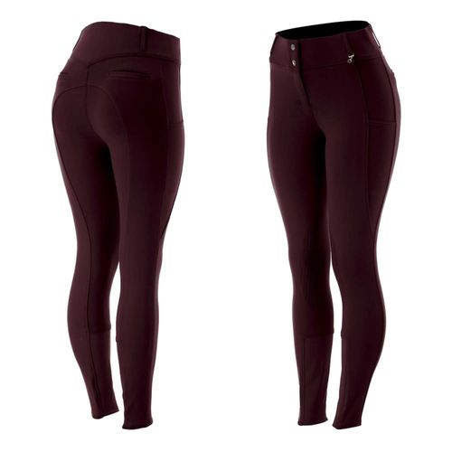 BARN BUSTER: Horze Women's Mira Knee Grip Breeches - EU 40/US 28 - Burgundy