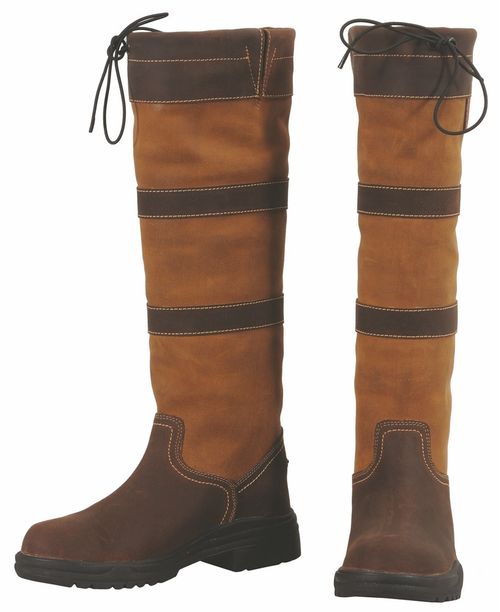 OVERSTOCK: TuffRider Kids' Lexington Waterproof Tall Country Boots - 5 - Chocolate/Fawn