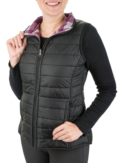 SALE RACK: TuffRider Women's Combination Reversible Vest - Small - Black/Plum Plaid