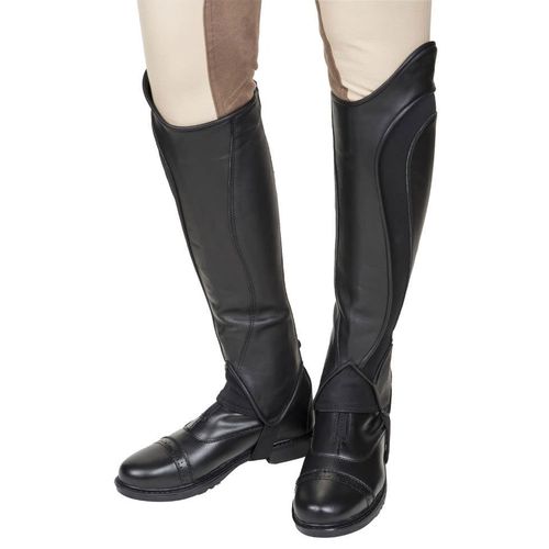 BARN BUSTER: TuffRider Women's Derby Leather Half Chaps - Large - Black