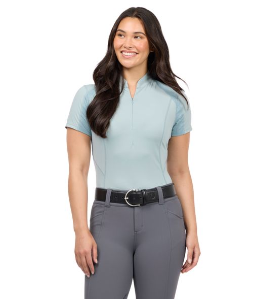 Kerrits Women's Precision Short Sleeve Quarter Zip Tech Top - Shoreline
