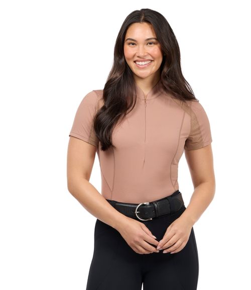 Kerrits Women's Precision Short Sleeve Quarter Zip Tech Top - Sesame