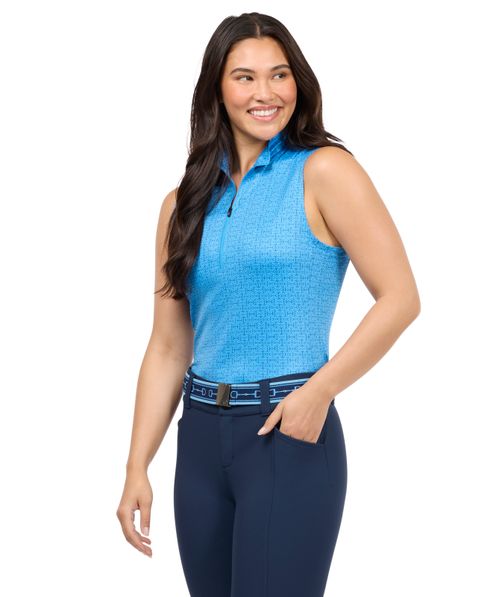 Kerrits Women's Play It Print Coolcore Sleeveless Shirt - Blue Bitsy