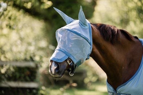 Rambo Fly Mask Plus - Heather Blue/Blue/Silver