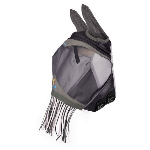 Shires FlyGuard Air Motion Fly Mask w/Ears & Nose Fringe - Khaki