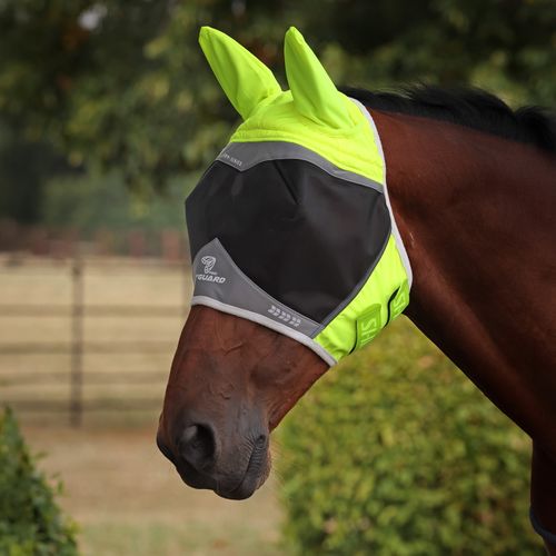 Shires FlyGuard Pro Hi-Viz Fine Mesh Fly Mask w/Ears - Yellow