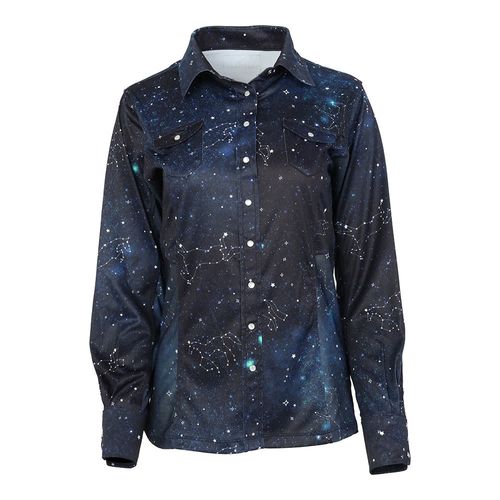 Dapplebay Women's Button Down Western Shirt - Midnight Constellation