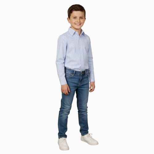 TuffRider Kids' Adey Boys Stripe Shirt - Light Blue