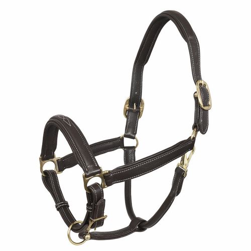 Henri de Rivel Laureate Fancy Stitched Grippy Leather Halter w/Brass Fittings - Havana