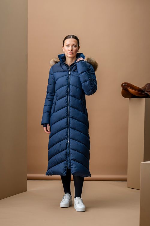 SALE RACK: Alessandro Albanese Women's Nivia Ripstop Long Puffer Coat - Large - Navy