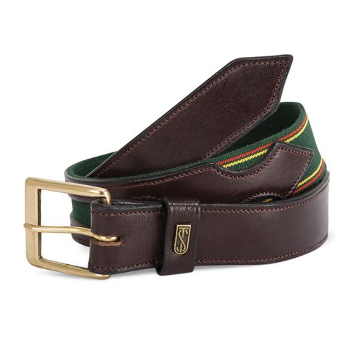 BARN BUSTER: Tredstep Flex Belt - 34in - Havana Brown/Hunter Green