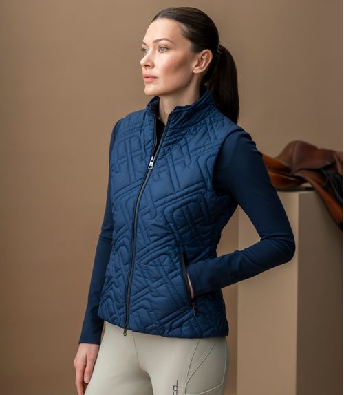 SALE RACK: Alessandro Albanese Women's Neve Monogram Quilted Gilet - Medium - Navy