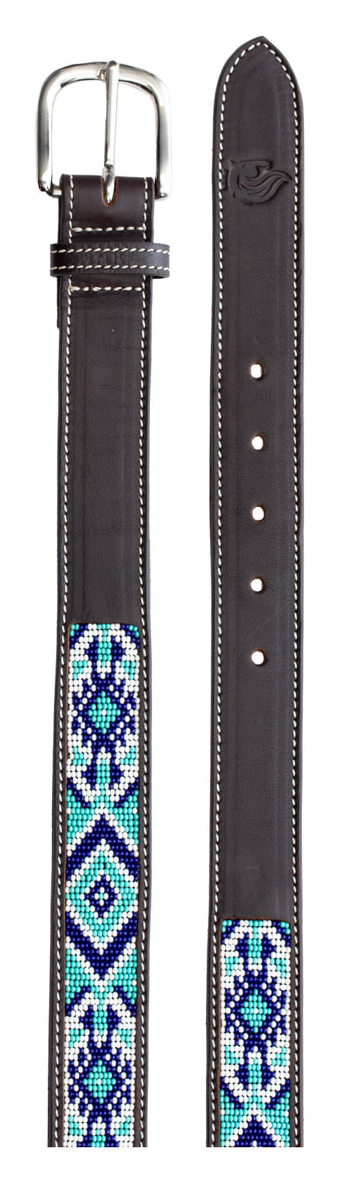 OVERSTOCK: Equinavia Women's Estelle Hand Beaded Belt - X Large - Dark Brown/Navy