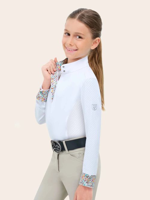 RJ Classics Kids' Tori Jr 2.0 Long Sleeve Show Shirt - White/Glam Time