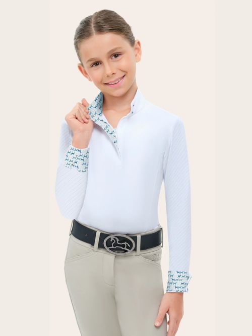 RJ Classics Kids' Tori Jr 2.0 Long Sleeve Show Shirt - White/Retro Pups