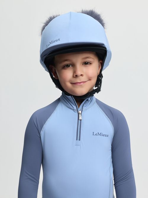 LeMieux Kids' Mini Double Pom Hat Silk - Powder Blue