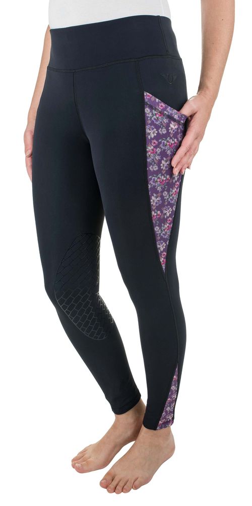 OVERSTOCK: TuffRider Women's Minerva 3 Season Printed Knee Patch Tights - X Small - Black/Floral