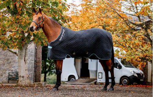 SALE RACK: Horseware Autumn Cooler - 72 - Black/Aqua/Silver
