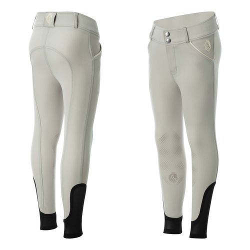 Equinavia Kids' Greta Summer Knee Patch Breeches - Rain Cloud Tan/French Vanilla