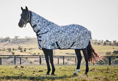 Weatherbeeta Comfitec Limited Edition Fly Sheet Combo - White/Navy Floral Print