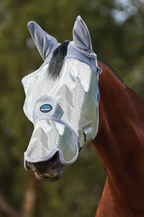 Weatherbeeta Comfitec Hexi Shield Fly Mask w/Ears & Nose - Silver