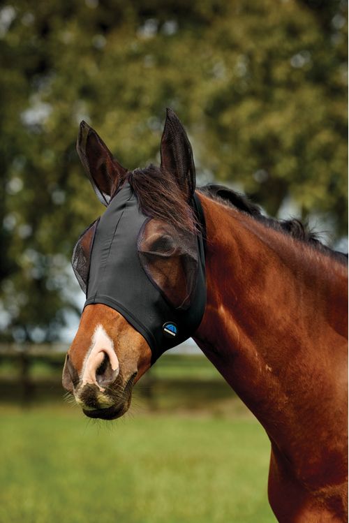 Weatherbeeta Comfitec Deluxe Stretch Fly Mask w/Ears - Black/Black