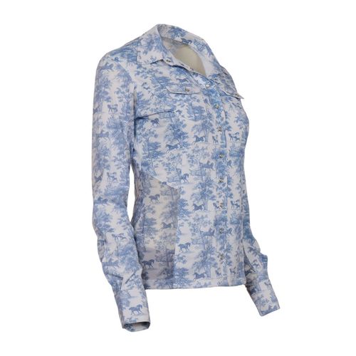 Dapplebay Women's Button Down Western Shirt - Moonrise Equestrian Toile