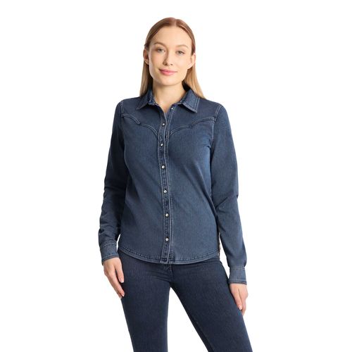 Horze Women's Ulrika Western Stretch Shirt - Denim Blue