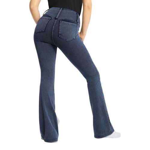 Horze Women's Emery Western Denim-Look Bootcut Tights - Denim Blue