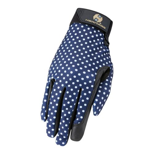 Heritage Print Performance Gloves - Navy Polka Dots