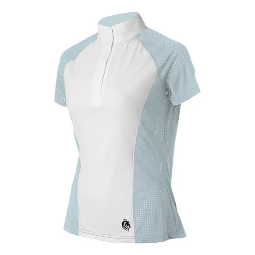 Equinavia Women's Sara Perforated Short Sleeved Show Shirt - White/Sweet Blue