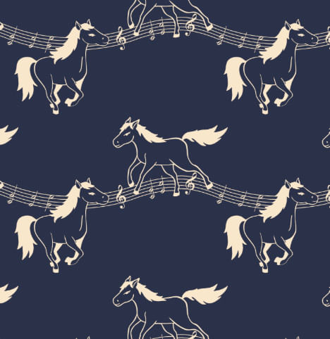 Equistar Kids' Musical Ponies Crew Sock - Navy