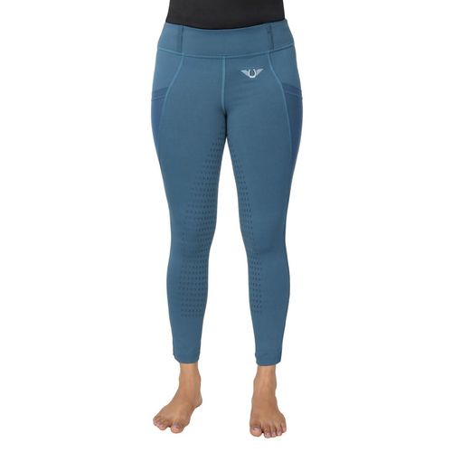OVERSTOCK: TuffRider Kids' Minerva EquiCool Full Seat Tights w/Pocket - X Large - Ensign Blue