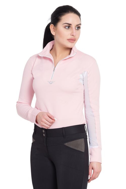 BARN BUSTER: TuffRider Women's Ventilated Technical Long Sleeve Sport Shirt - Medium - Petal Pink