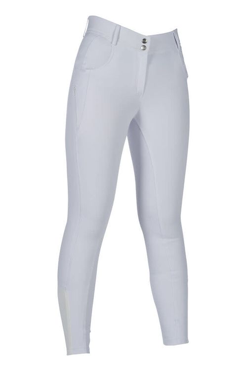 SALE RACK: HKM Women's Ari Mid Rise Silicon Full Seat Breeches - 28 - White
