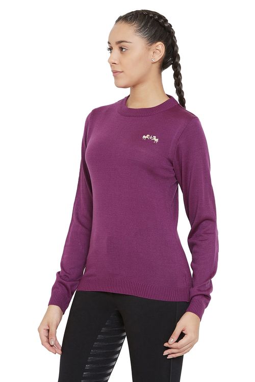 BARN BUSTER: Equine Couture Women's Icelandic Sweater - Large - Dark Purple