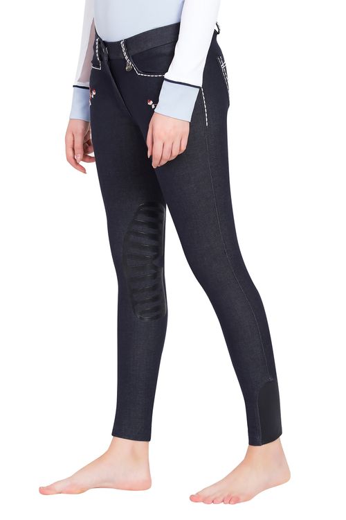 SALE RACK: Equine Couture Women's Alice Denim Embroidered Breeches - 26 Regular - EC Navy