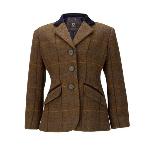 Shires Aubrion Kids' Saratoga Tweed Jacket - Oak Brown Check