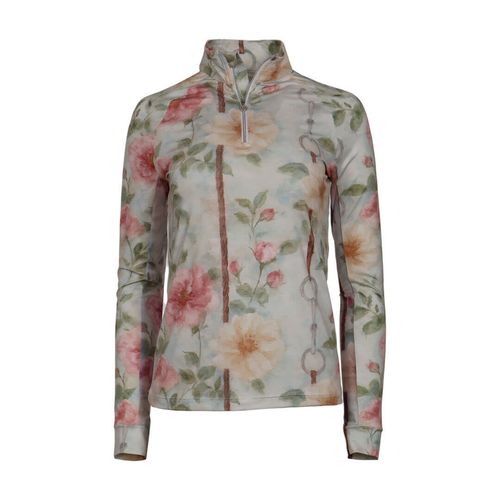 Dapplebay Women's 1/4 Zip Long Sleeve Riding Top - Vintage Floral